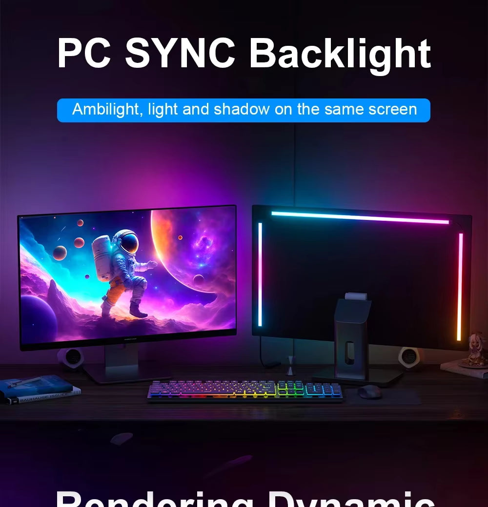 Ambient PC Sync RGB Light Strip – Monitor Backlight, Screen-Sync & Music-Sync LED Kit (USB Powered)
