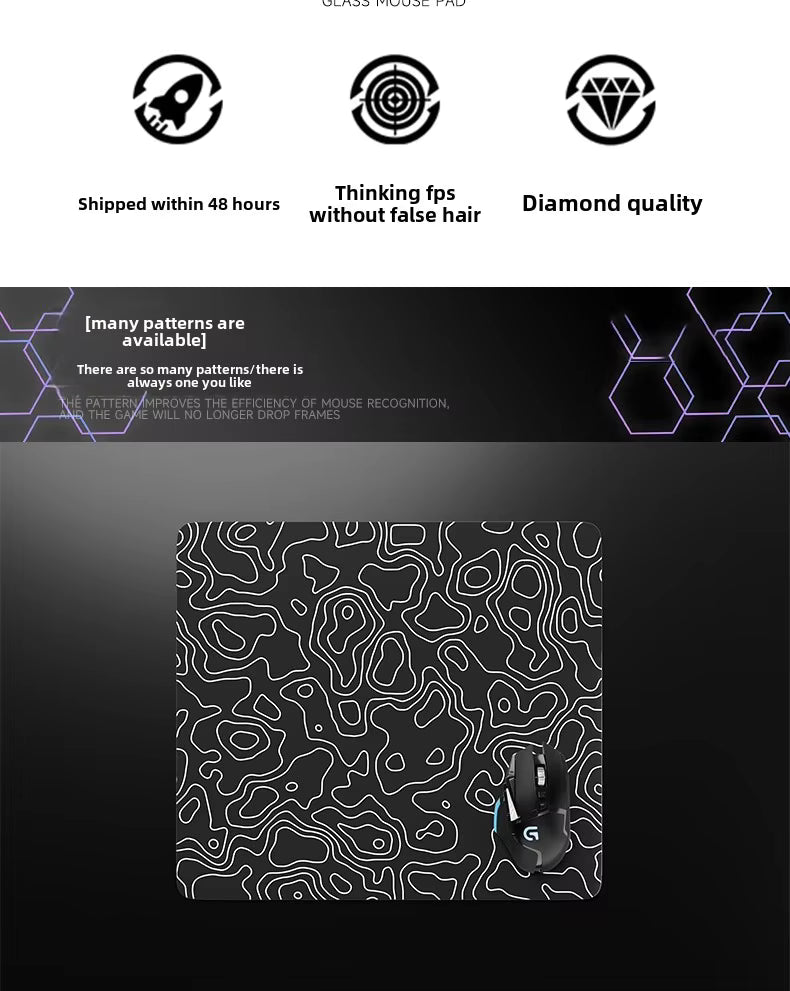 Glass Mouse Pad – Toughened Surface, Smooth Glide & Anti-Slip Base