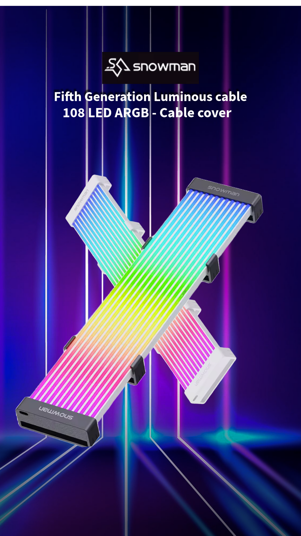 SNOWMAN ARGB Cable Cover – 108 LED RGB Strip for Gaming PCs (Pakistan)